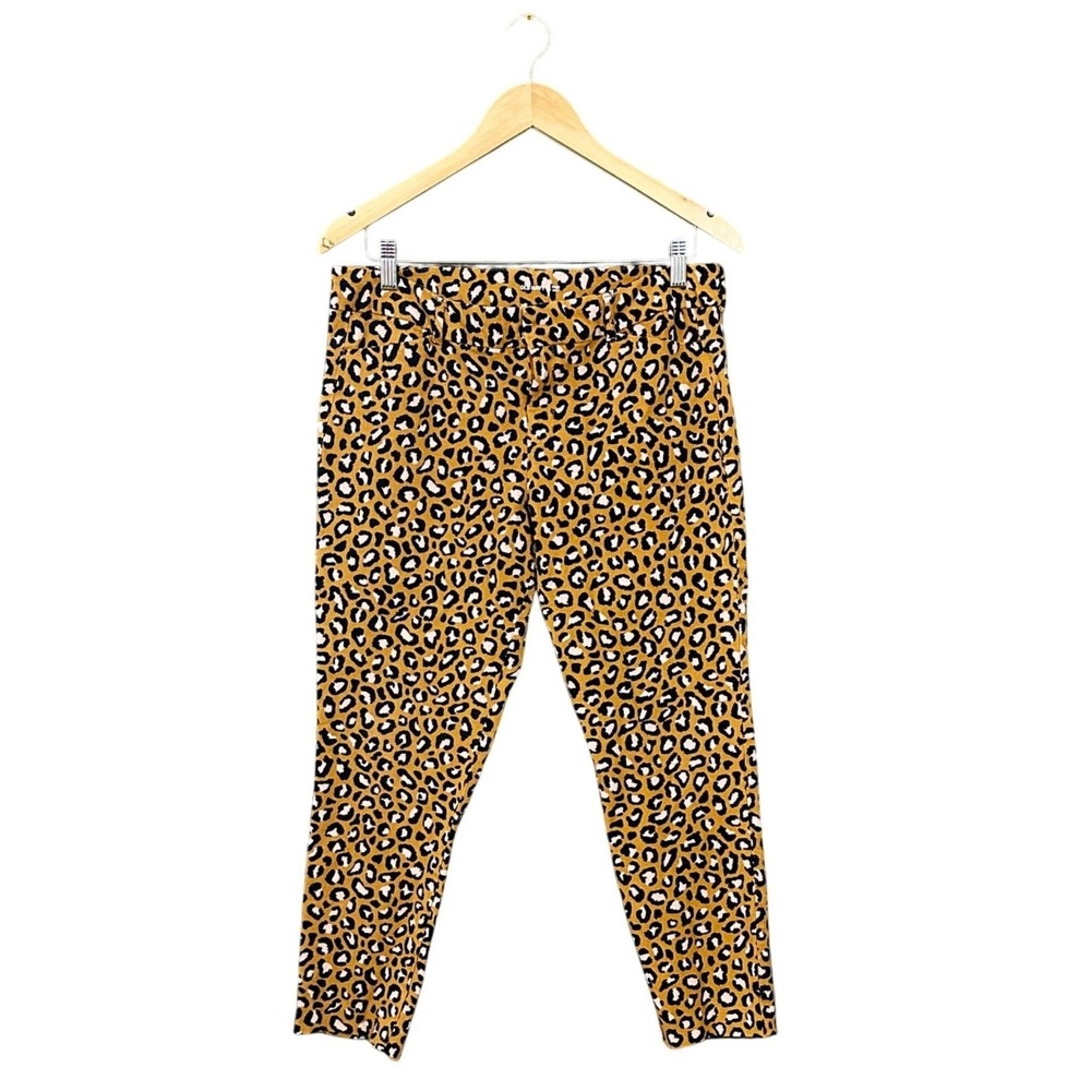 Womens Leopard Print Ankle Pants 12 Yellow & Black Spandex Mob Wife Chic Preppy